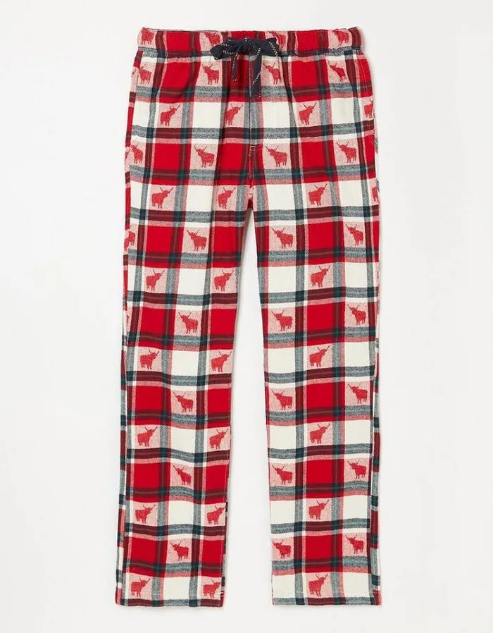 Men FatFace Men039s Sale Highland Cow Jacquard Pj Bottoms Red