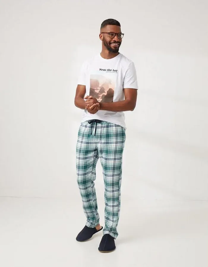 Men FatFace Men039s Sale Nailsea Checked PJ Bottoms Grass Green