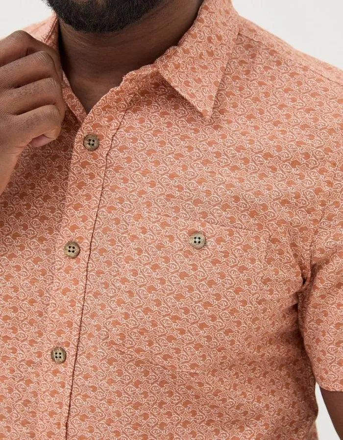 Men FatFace Shirts Star Fish Print Shirt Orange