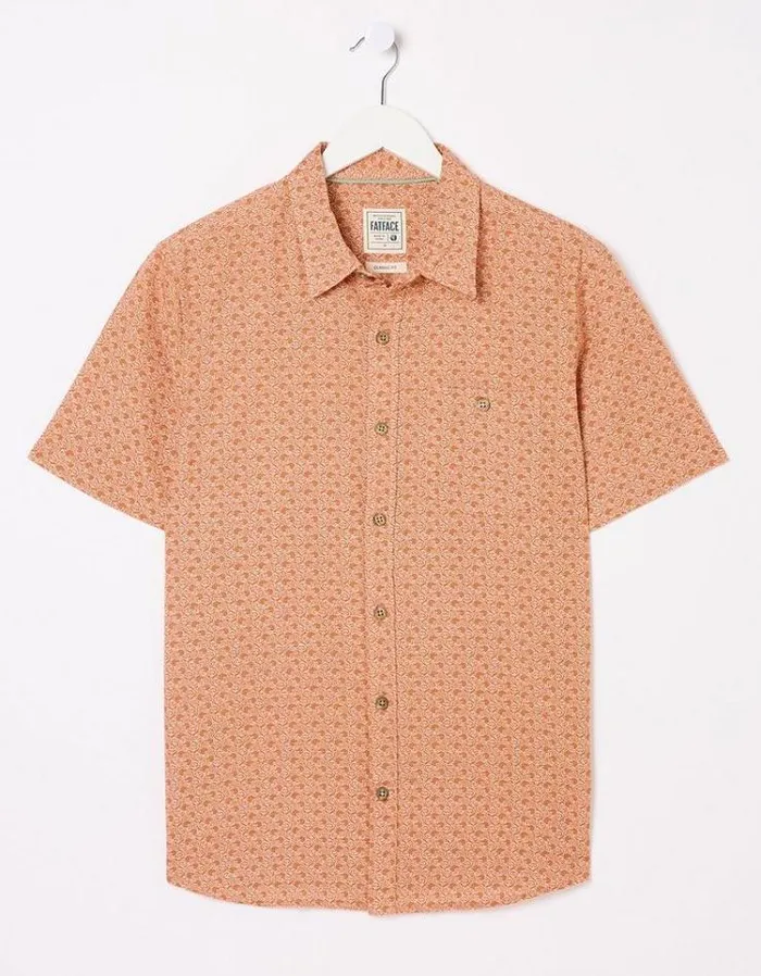 Men FatFace Shirts Star Fish Print Shirt Orange