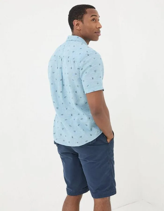 Men FatFace Shirts Turtle Print Shirt Blue