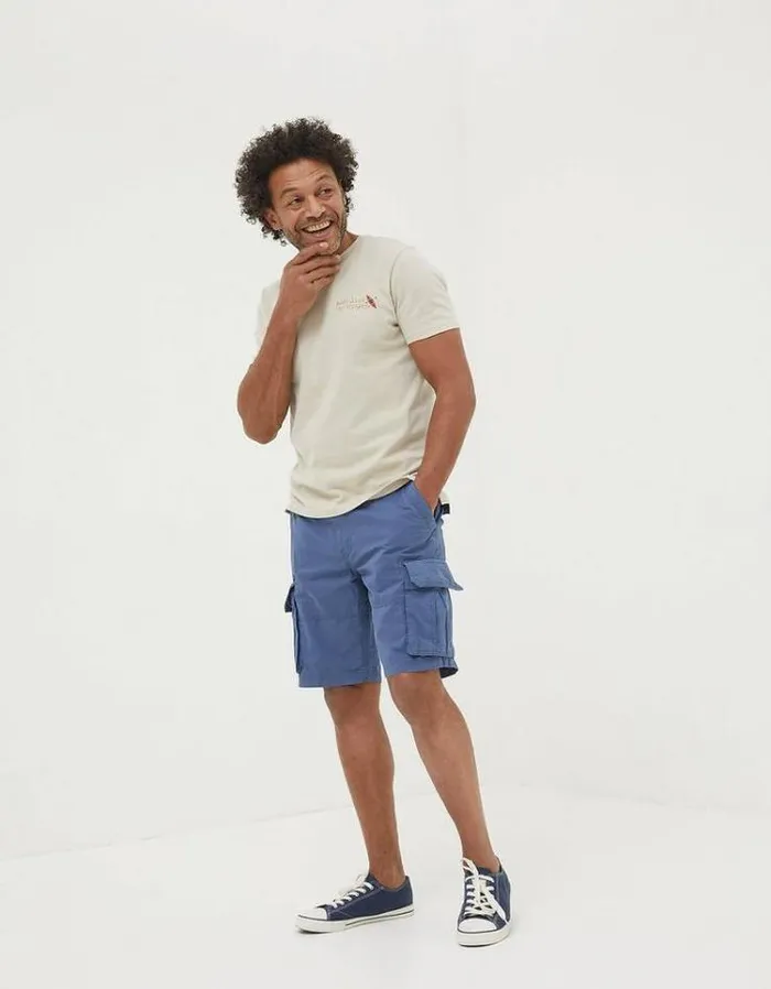 Men FatFace Shorts Bude Lightweight Cargo Shorts Washed Blue