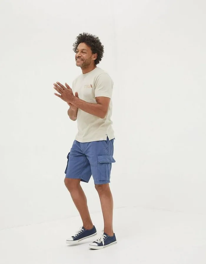 Men FatFace Shorts Bude Lightweight Cargo Shorts Washed Blue