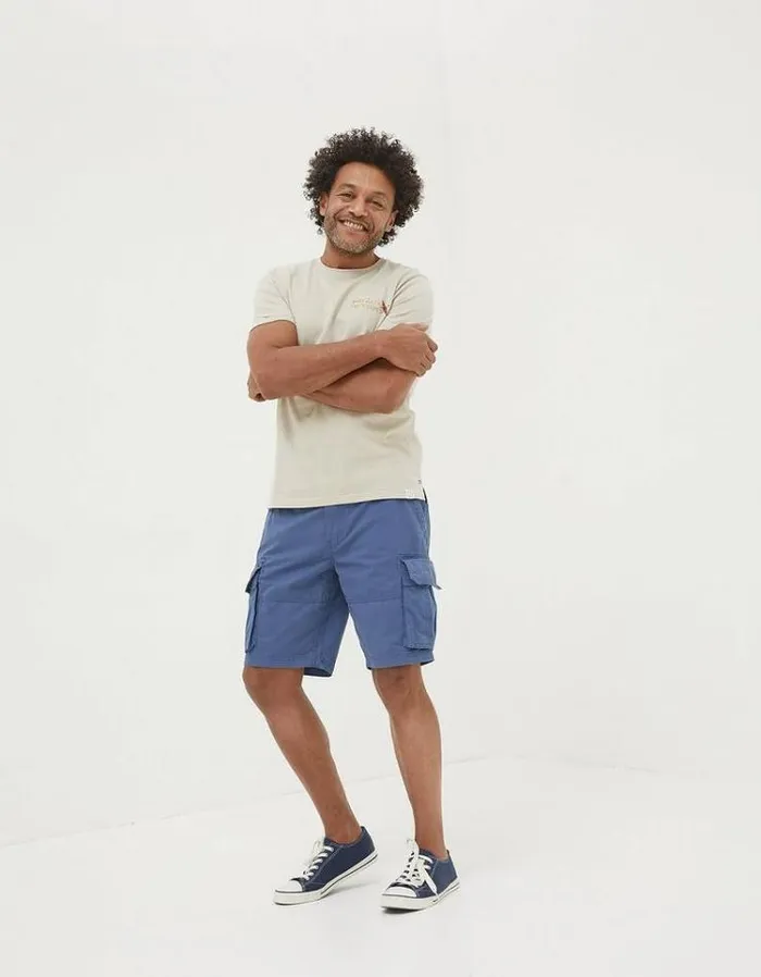 Men FatFace Shorts Bude Lightweight Cargo Shorts Washed Blue