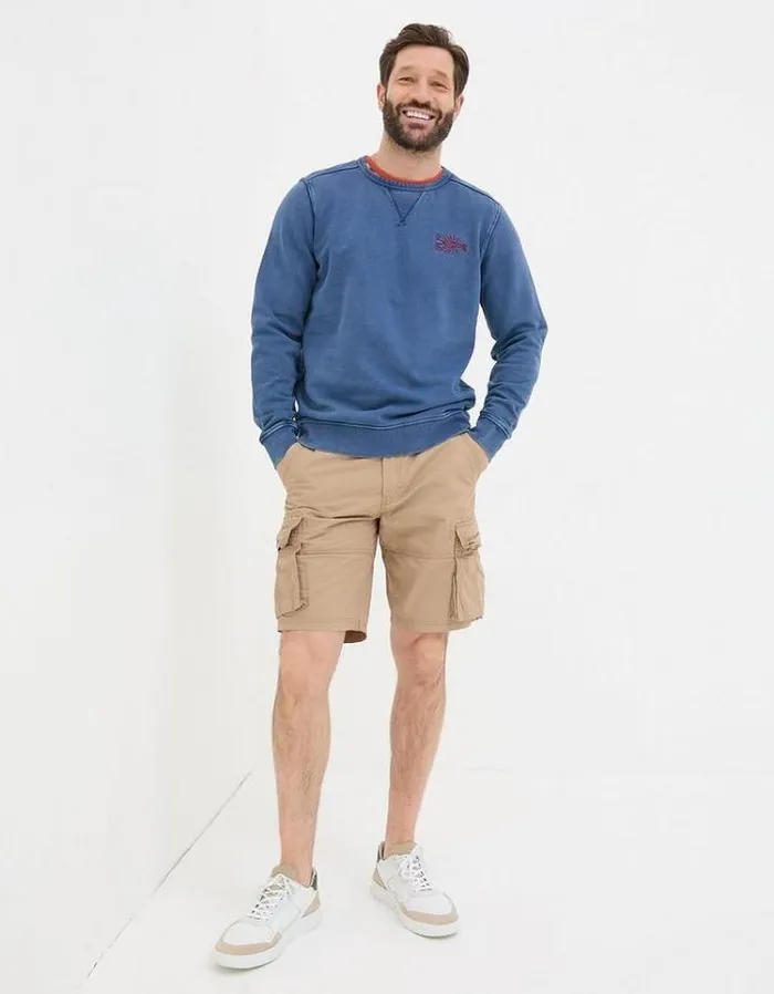 Men FatFace Sweatshirts and Hoodies Petersfield Lobster Crew Sweatshirt Washed Blue
