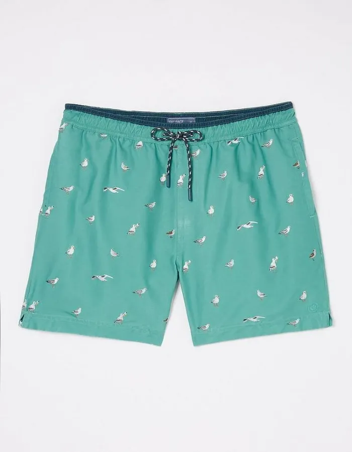 Men FatFace Swimwear Trevose Seagull Swim Shorts Green
