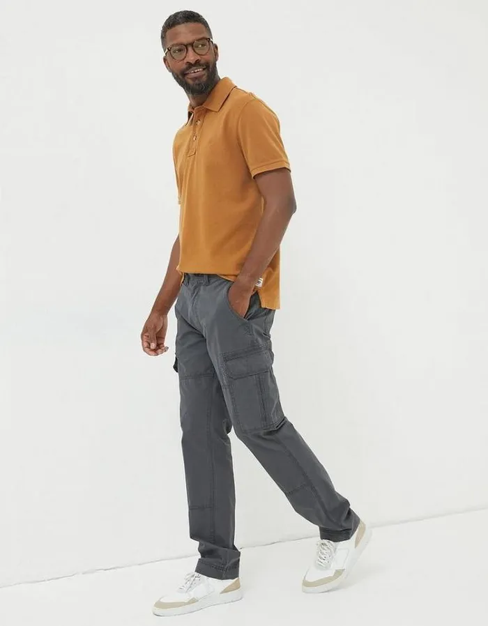 Men FatFace Tall Collection Bude Straight Cargo Pants Dark Grey