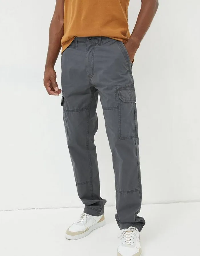 Men FatFace Tall Collection Bude Straight Cargo Pants Dark Grey
