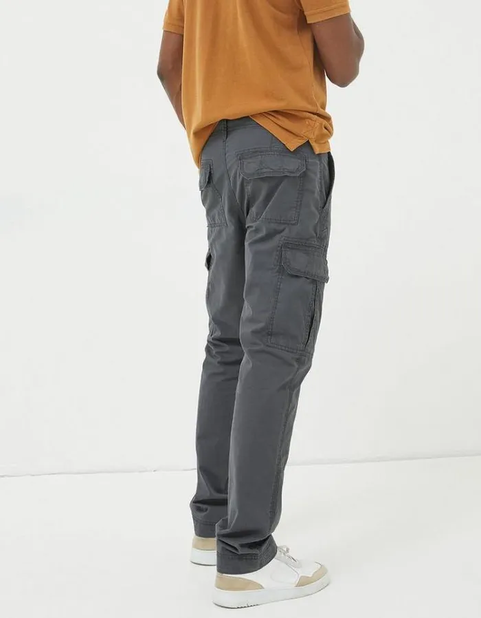 Men FatFace Tall Collection Bude Straight Cargo Pants Dark Grey