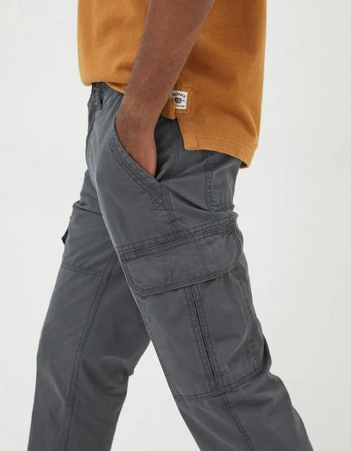 Men FatFace Tall Collection Bude Straight Cargo Pants Dark Grey