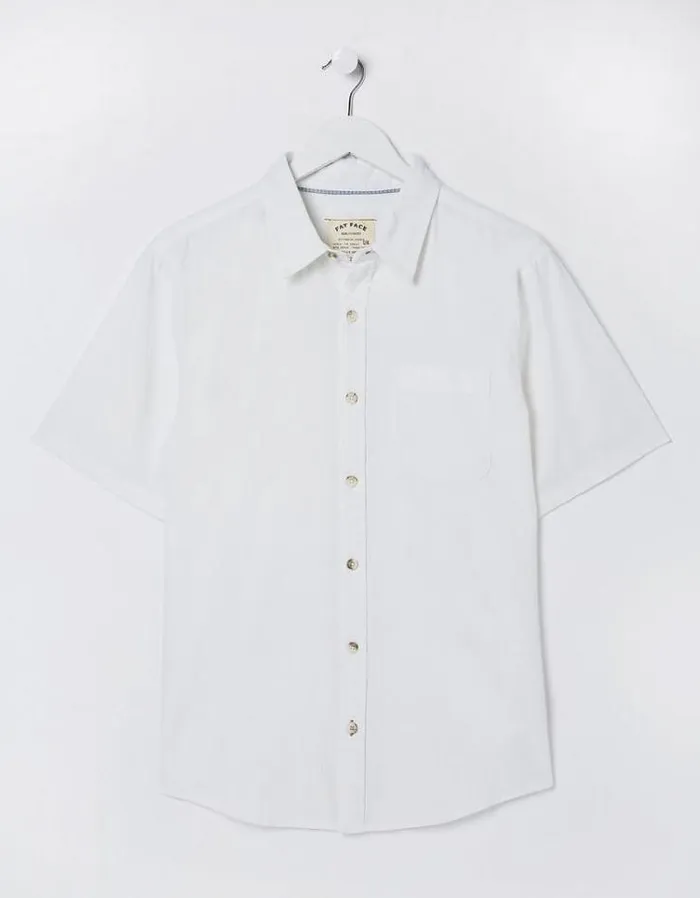 Men FatFace Vacation Shop Bugle Linen Cotton Shirt White