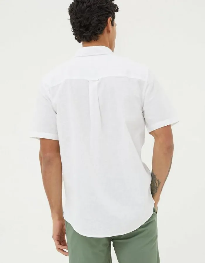 Men FatFace Vacation Shop Bugle Linen Cotton Shirt White