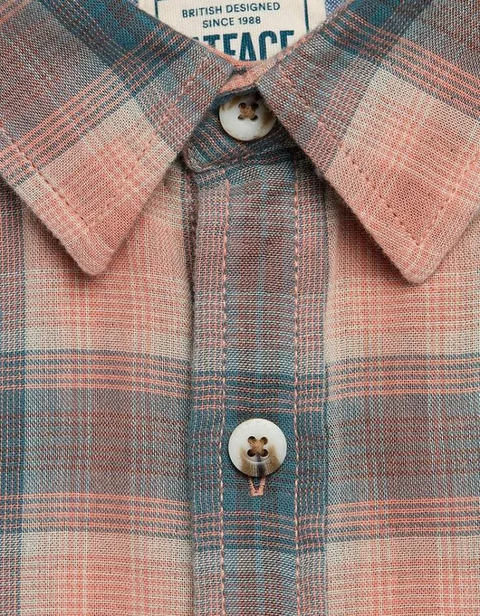 Men FatFace Vacation Shop Short Sleeve Chatley Check Shirt Orange