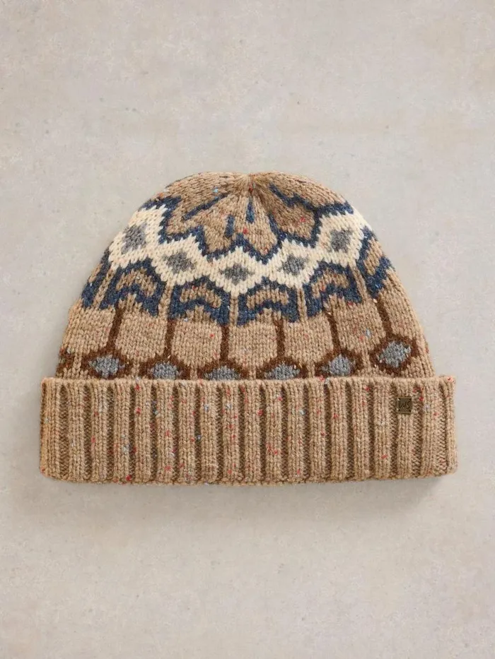 Men Grove Fairisle Beanie Natural Multi White Stuff Hats