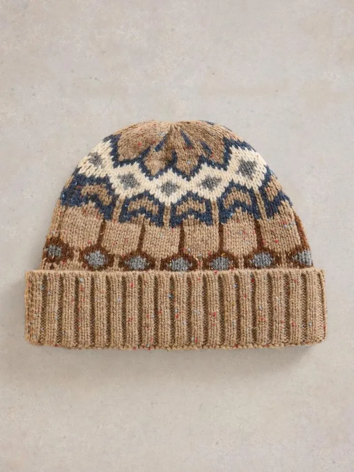 Men Grove Fairisle Beanie Natural Multi White Stuff Hats Men Grove Fairisle Beanie Natural Multi White Stuff Hats