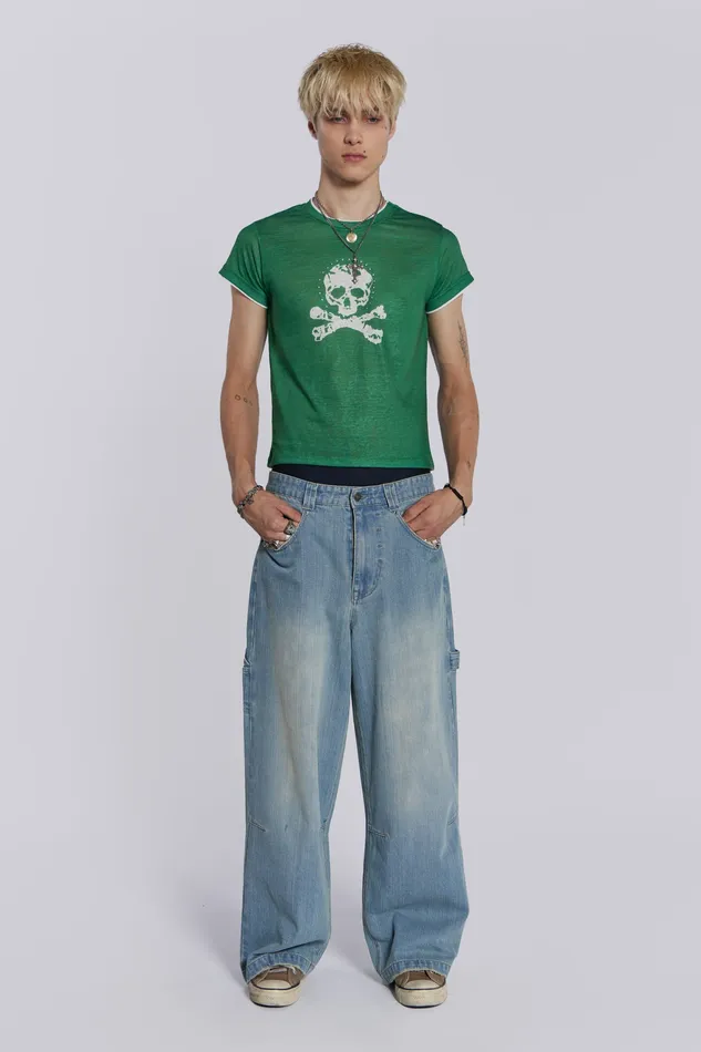 Men Jaded London Shop Light Wash Colossus Carpenter Jeans Denim