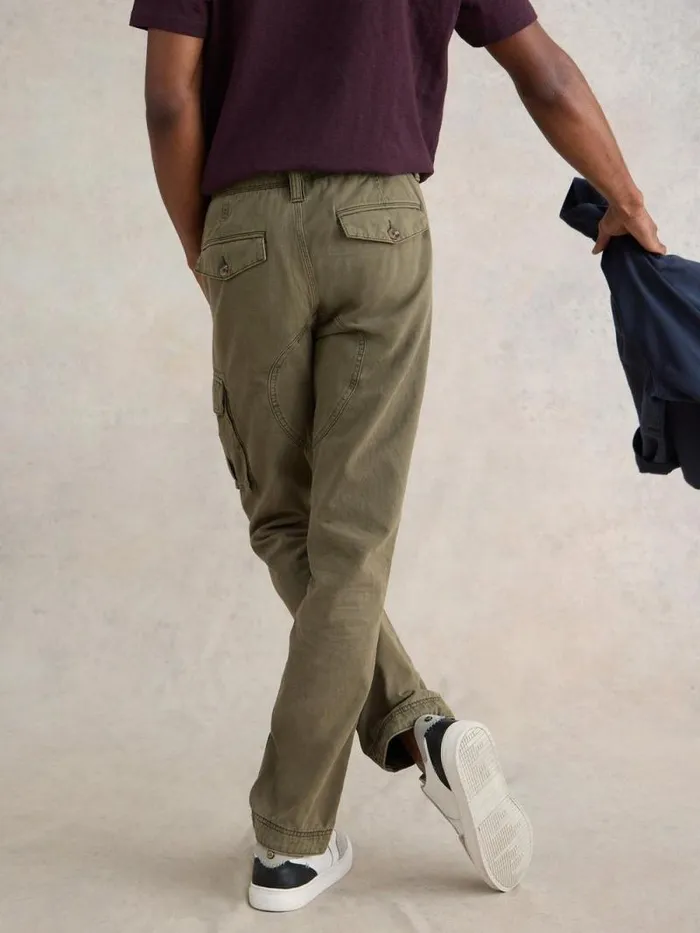 Men Kegworth Organic Cargo Trouser Khaki Green White Stuff Trousers