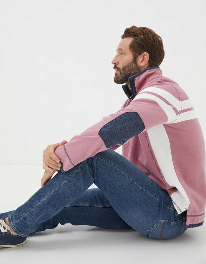 MenKids FatFace Tall Collection Airlie Multi Chest Stripe Sweatshirt Light Pink