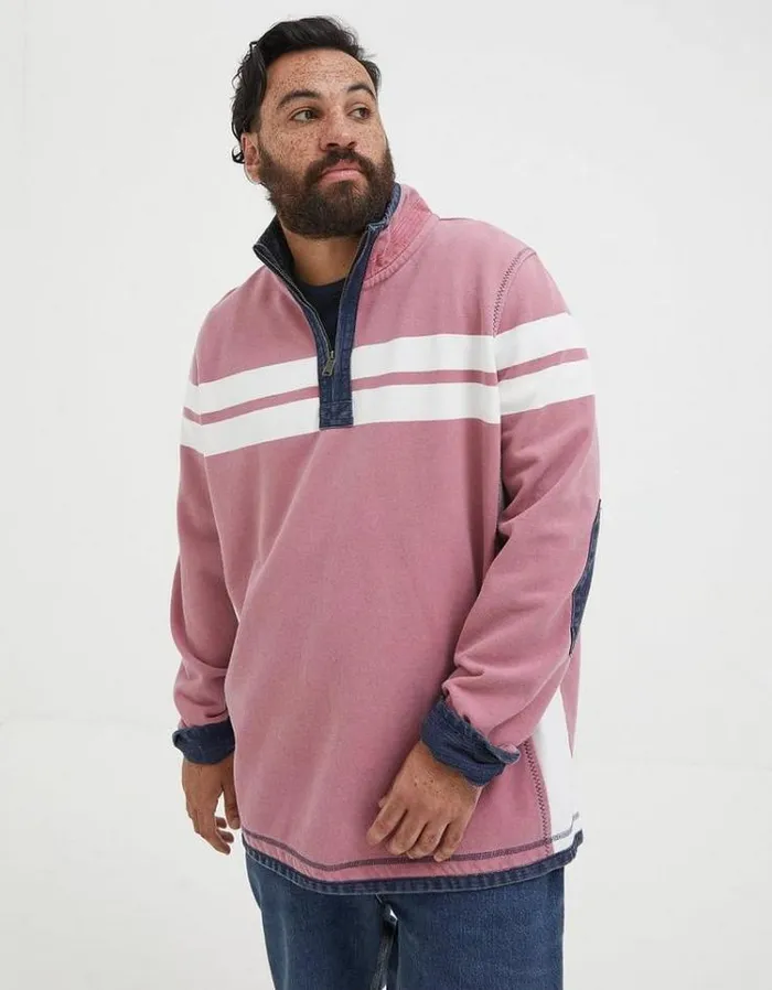 MenKids FatFace Tall Collection Airlie Multi Chest Stripe Sweatshirt Light Pink