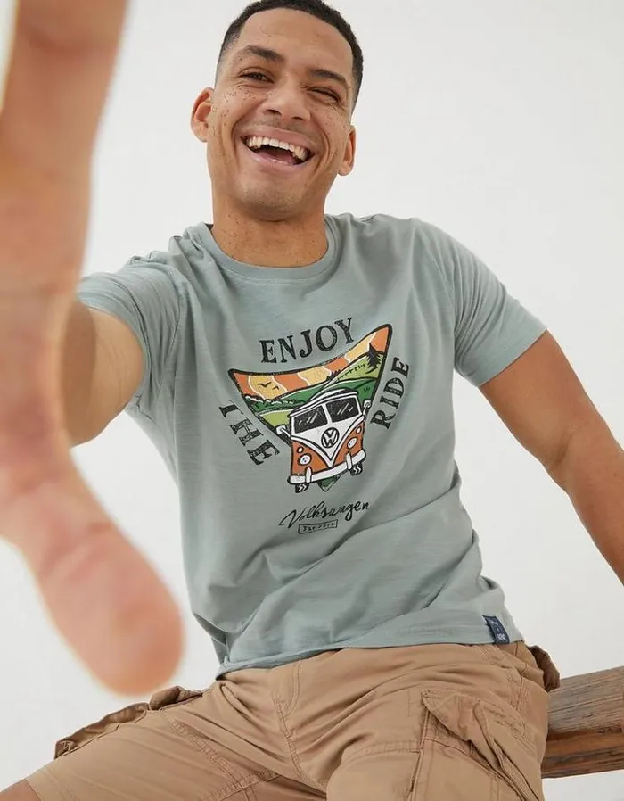 MenKids FatFace Vacation Shop VW Enjoy The Ride TShirt Sage Green