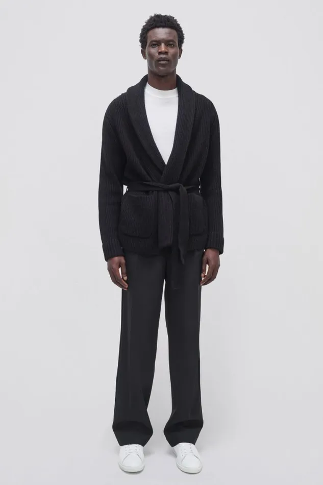 Men Knitwear Jonathan Simkhai Nicolai Cardigan Black Shawl Collar Cardigan