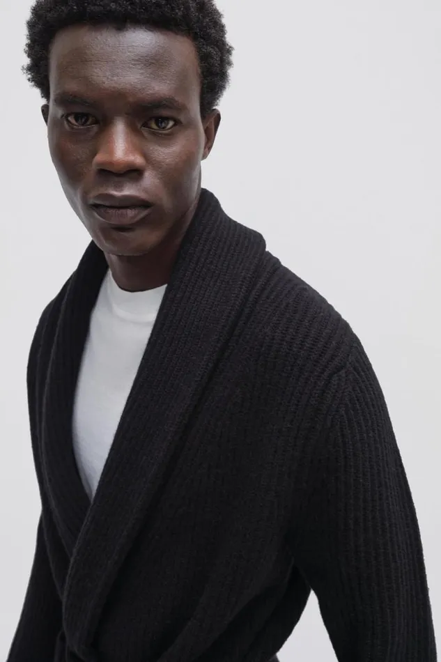 Men Knitwear Jonathan Simkhai Nicolai Cardigan Black Shawl Collar Cardigan Men Knitwear Jonathan Simkhai Nicolai Cardigan Black Shawl Collar Cardigan