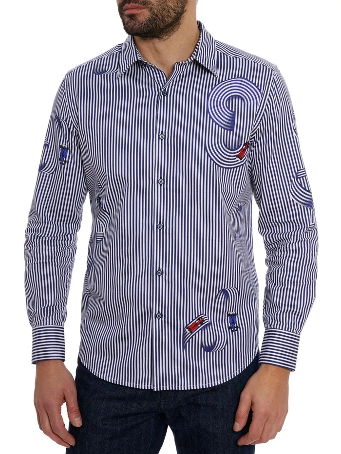 Men Long Sleeve Button Down Shirts Robert Graham CHICANE LONG SLEEVE BUTTON DOWN SHIRT White