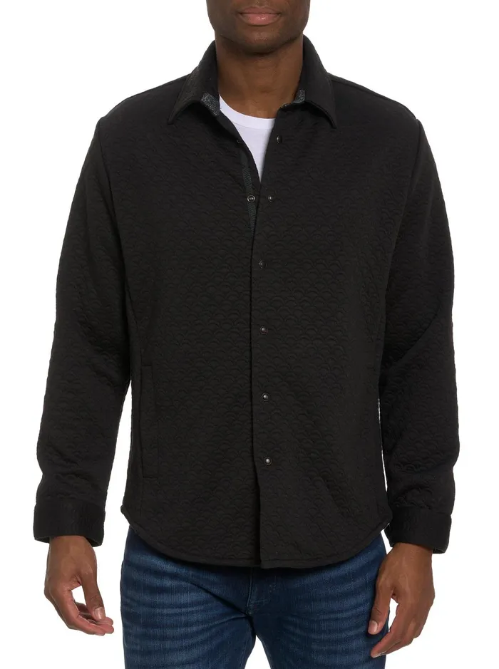 Men Long Sleeve Button Down Shirts Robert Graham DOWNEY LONG SLEEVE KNIT SHIRT Black