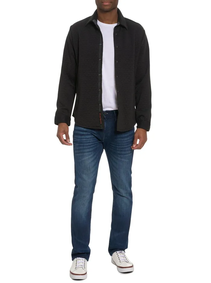 Men Long Sleeve Button Down Shirts Robert Graham DOWNEY LONG SLEEVE KNIT SHIRT Black
