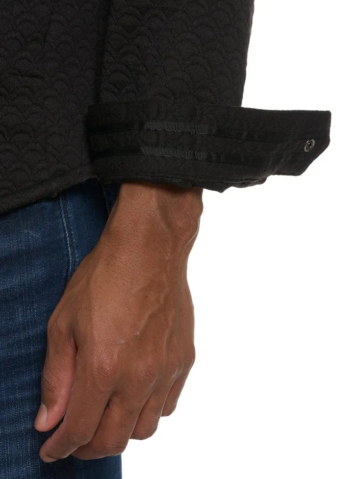 Men Long Sleeve Button Down Shirts Robert Graham DOWNEY LONG SLEEVE KNIT SHIRT Black