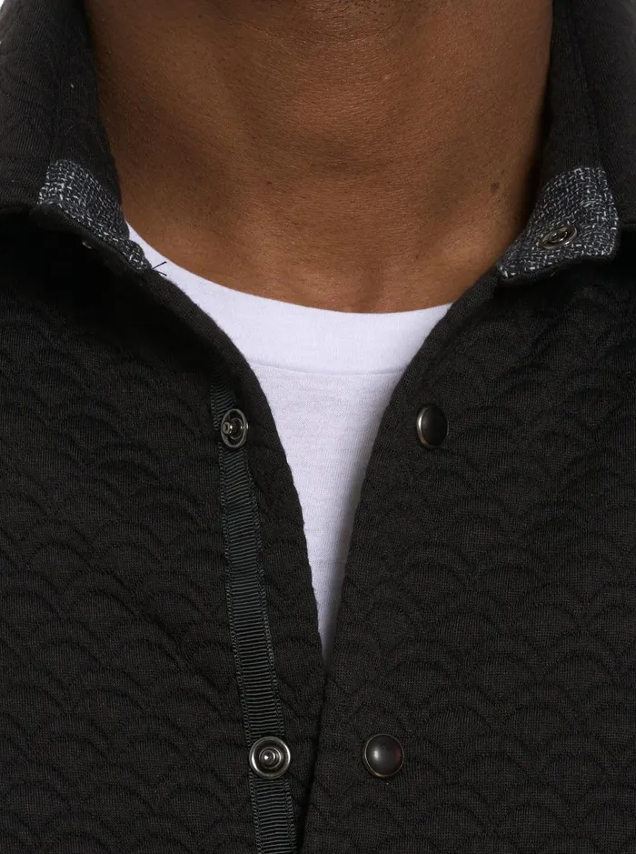 Men Long Sleeve Button Down Shirts Robert Graham DOWNEY LONG SLEEVE KNIT SHIRT Black