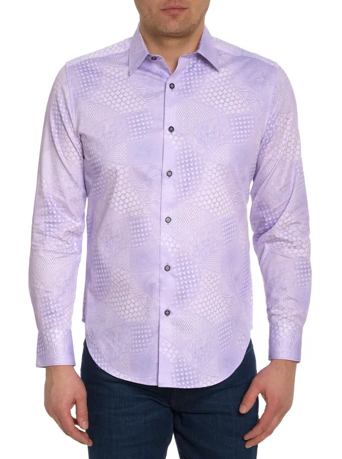 Men Long Sleeve Button Down Shirts Robert Graham EAST LAKE LONG SLEEVE BUTTON DOWN SHIRT Purple