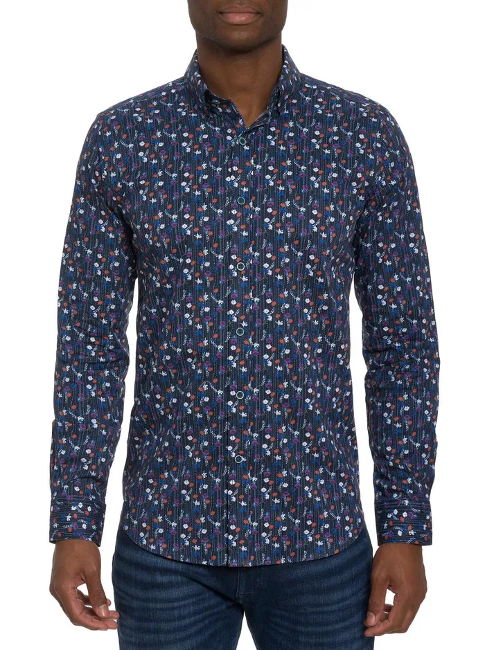Men Long Sleeve Button Down Shirts Robert Graham EGGER LONG SLEEVE KNIT BUTTON DOWN SHIRT Multi