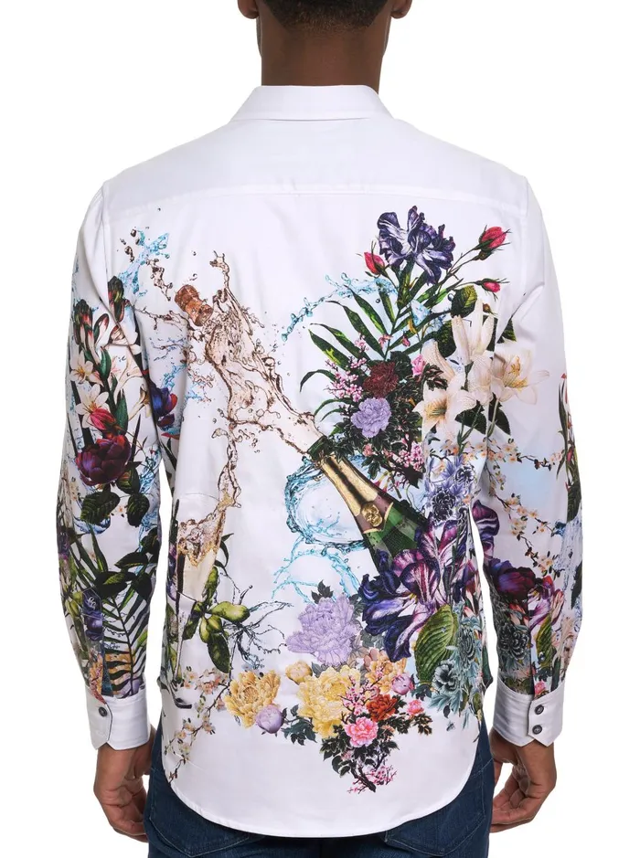 Men Long Sleeve Button Down Shirts Robert Graham GARDEN PARTY LONG SLEEVE BUTTON DOWN SHIRT White