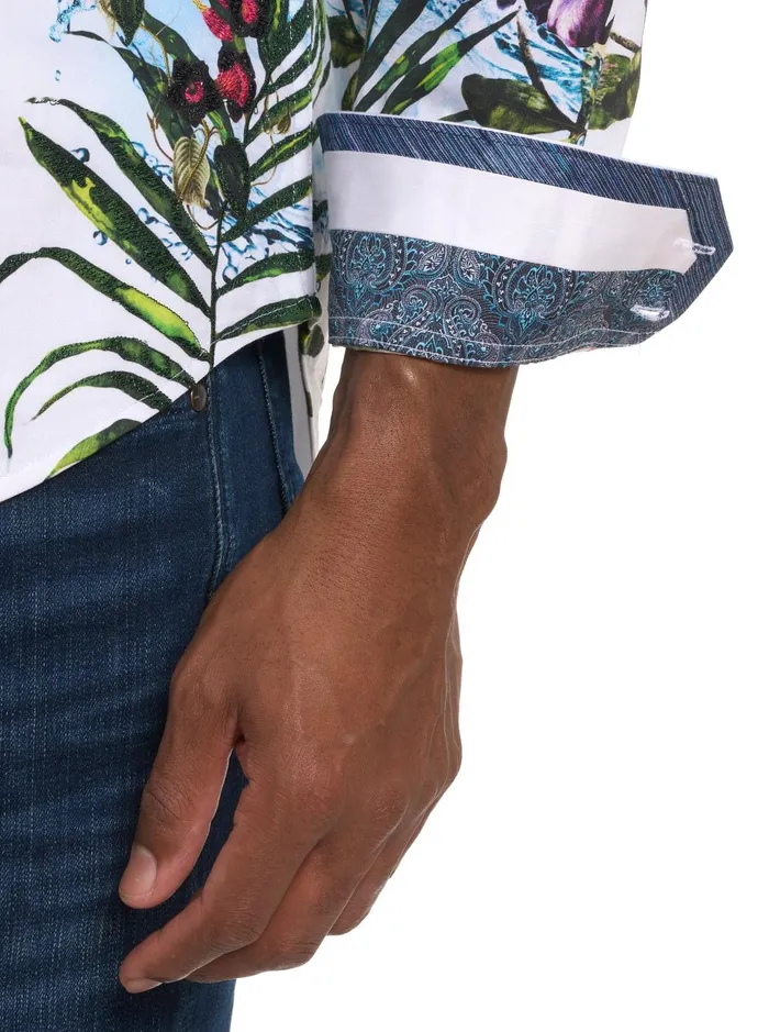 Men Long Sleeve Button Down Shirts Robert Graham GARDEN PARTY LONG SLEEVE BUTTON DOWN SHIRT White
