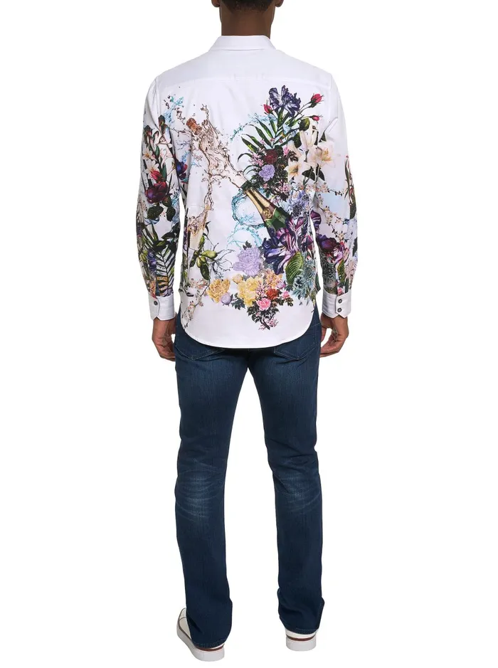 Men Long Sleeve Button Down Shirts Robert Graham GARDEN PARTY LONG SLEEVE BUTTON DOWN SHIRT White