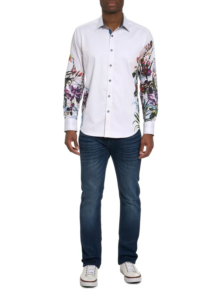 Men Long Sleeve Button Down Shirts Robert Graham GARDEN PARTY LONG SLEEVE BUTTON DOWN SHIRT White