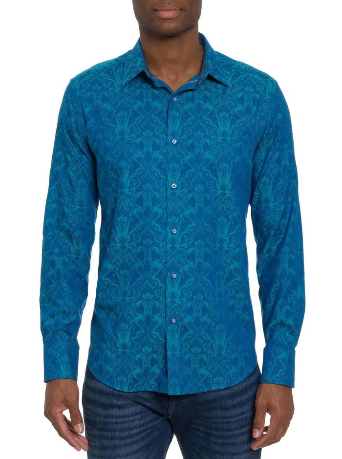 Men Long Sleeve Button Down Shirts Robert Graham HIGHLAND 3 LONG SLEEVE BUTTON DOWN SHIRT Turquoise