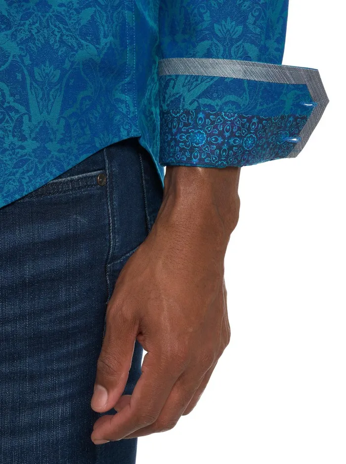 Men Long Sleeve Button Down Shirts Robert Graham HIGHLAND 3 LONG SLEEVE BUTTON DOWN SHIRT Turquoise