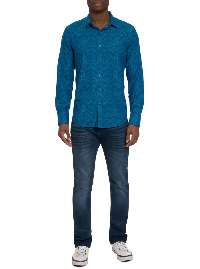 Men Long Sleeve Button Down Shirts Robert Graham HIGHLAND 3 LONG SLEEVE BUTTON DOWN SHIRT Turquoise
