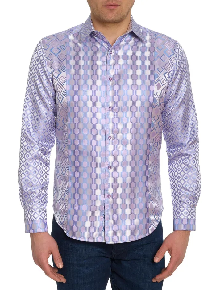 Men Long Sleeve Button Down Shirts Robert Graham LIMITED EDITION ENTREPRENEUR LONG SLEEVE BUTTON DOWN SHIRT Purple