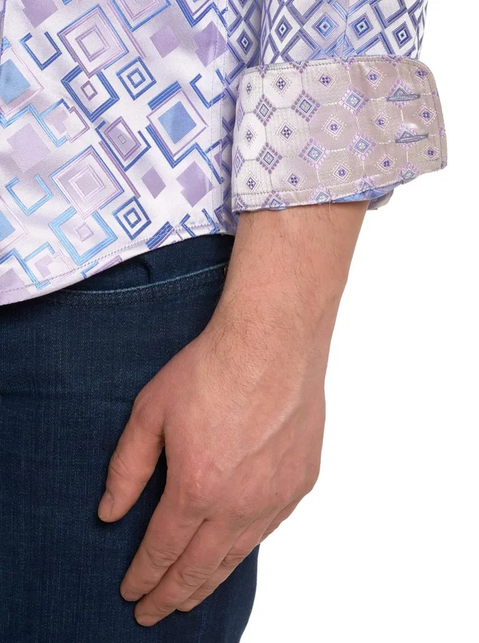 Men Long Sleeve Button Down Shirts Robert Graham LIMITED EDITION ENTREPRENEUR LONG SLEEVE BUTTON DOWN SHIRT Purple