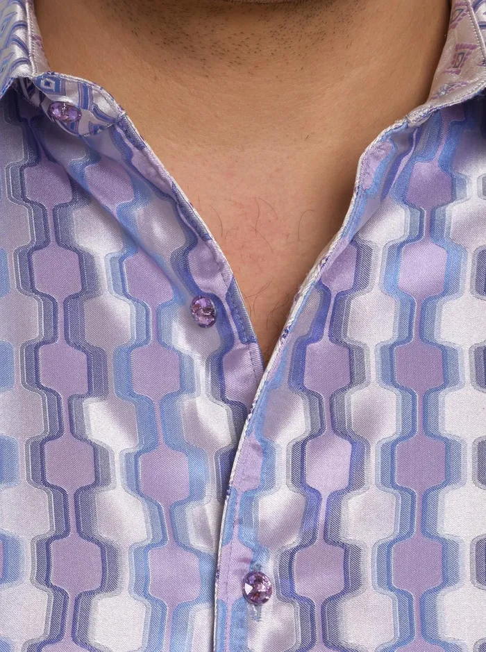 Men Long Sleeve Button Down Shirts Robert Graham LIMITED EDITION ENTREPRENEUR LONG SLEEVE BUTTON DOWN SHIRT Purple