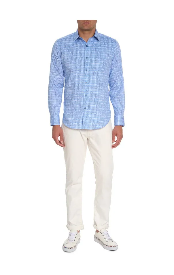 Men Long Sleeve Button Down Shirts Robert Graham MEISLER LONG SLEEVE BUTTON DOWN SHIRT Blue