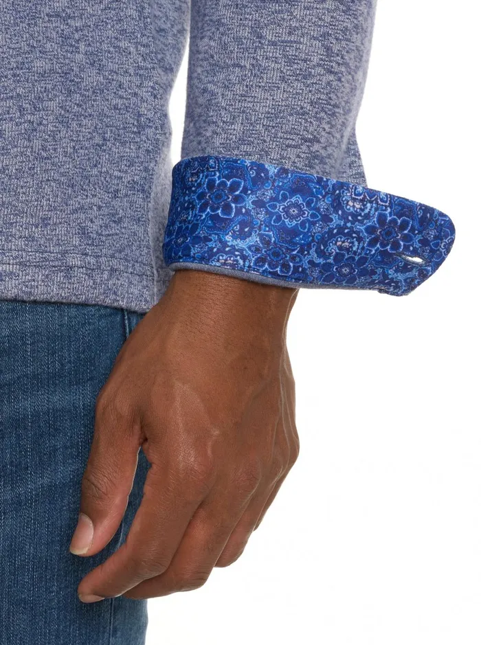 Men Long Sleeve Button Down Shirts Robert Graham ORTIS LONG SLEEVE BUTTON FRONT KNIT SHIRT Navy