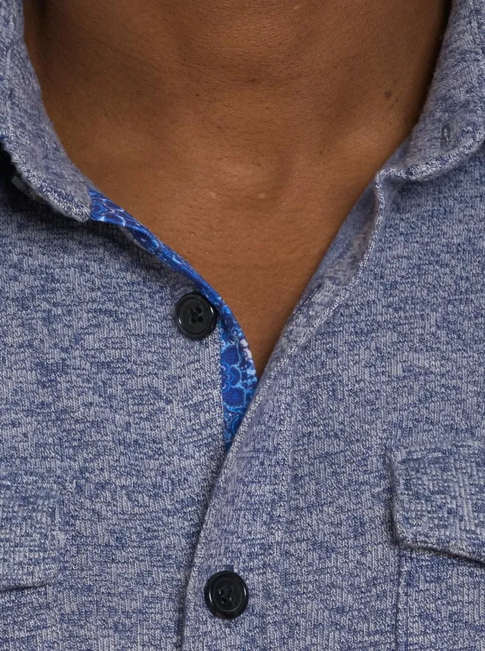 Men Long Sleeve Button Down Shirts Robert Graham ORTIS LONG SLEEVE BUTTON FRONT KNIT SHIRT Navy