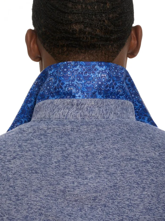 Men Long Sleeve Button Down Shirts Robert Graham ORTIS LONG SLEEVE BUTTON FRONT KNIT SHIRT Navy
