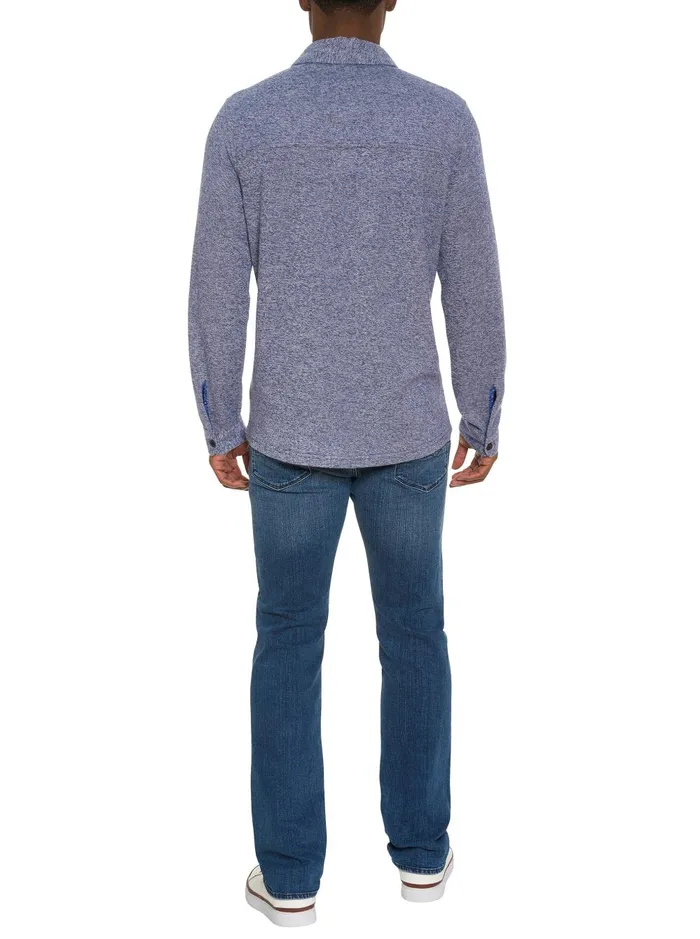Men Long Sleeve Button Down Shirts Robert Graham ORTIS LONG SLEEVE BUTTON FRONT KNIT SHIRT Navy