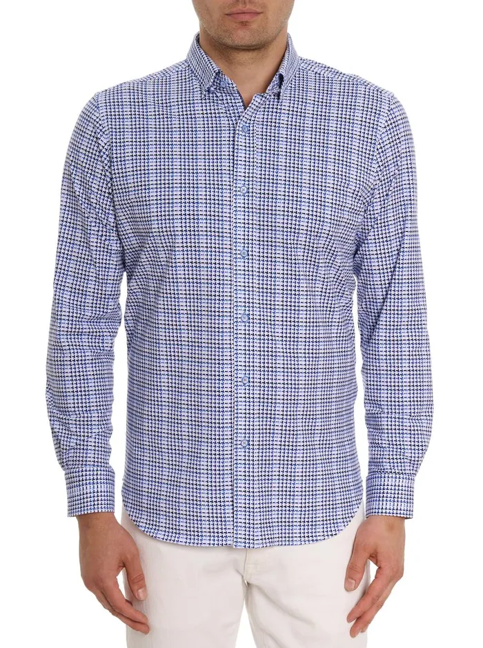 Men Long Sleeve Button Down Shirts Robert Graham RIZZO MOTION LONG SLEEVE KNIT BUTTON DOWN SHIRT Blue