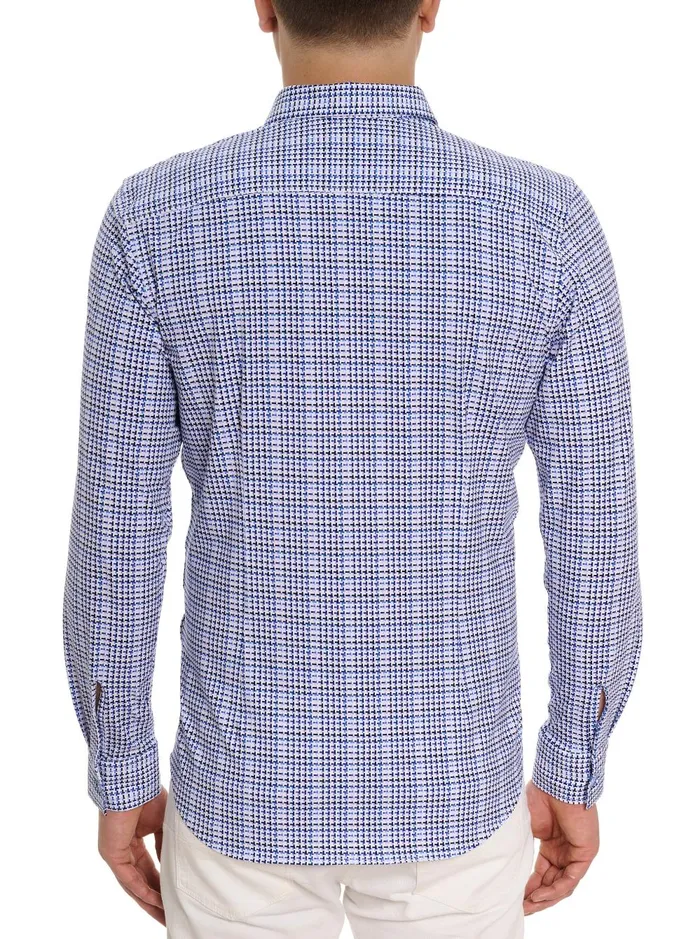 Men Long Sleeve Button Down Shirts Robert Graham RIZZO MOTION LONG SLEEVE KNIT BUTTON DOWN SHIRT Blue